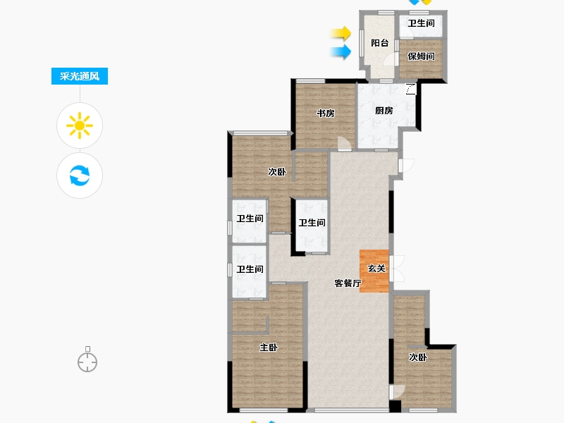 福建省-厦门市-中骏・天宸-176.00-户型库-采光通风