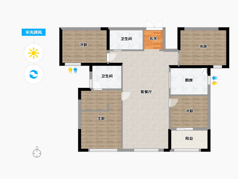 福建省-厦门市-中骏・天宸-120.01-户型库-采光通风