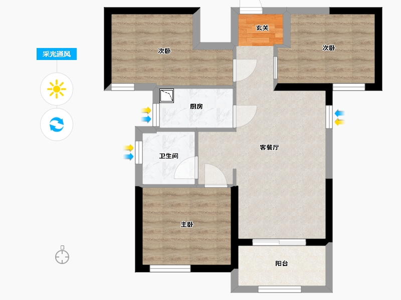 福建省-厦门市-保利|世茂|联发|中骏・中央公园-61.59-户型库-采光通风