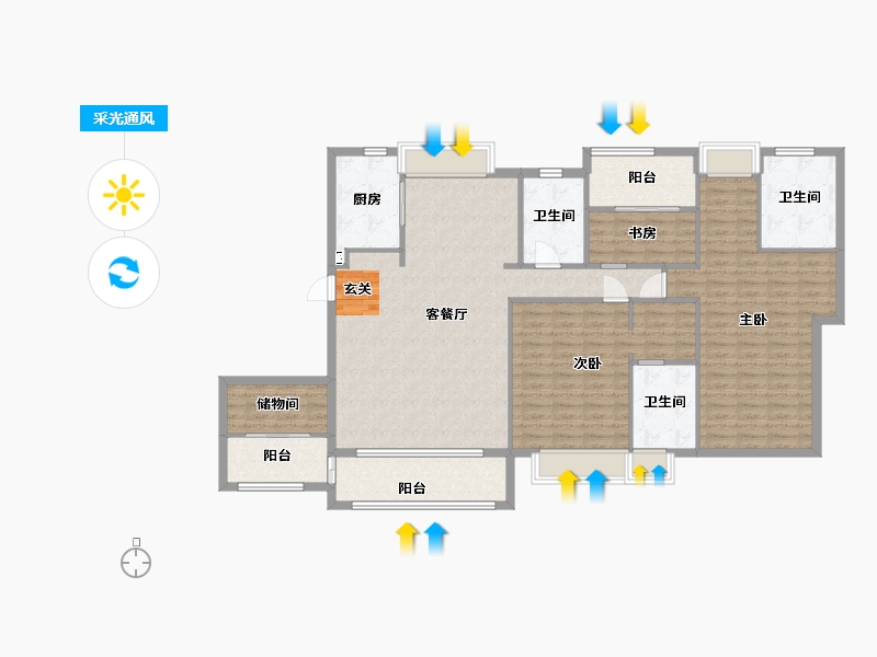 福建省-厦门市-国贸天成一二期-145.58-户型库-采光通风