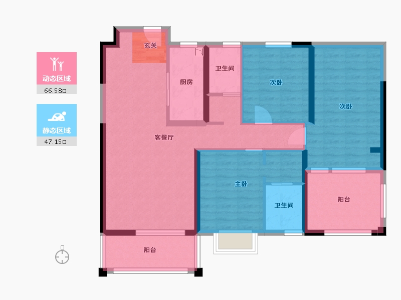 广西壮族自治区-南宁市-荣顾书香门第-101.37-户型库-动静分区