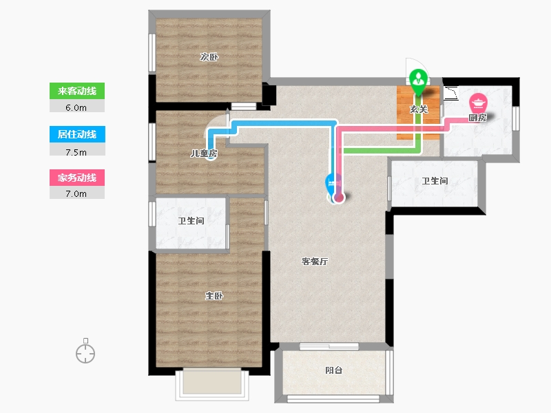 广西壮族自治区-南宁市-宋都江韵朝阳-88.83-户型库-动静线