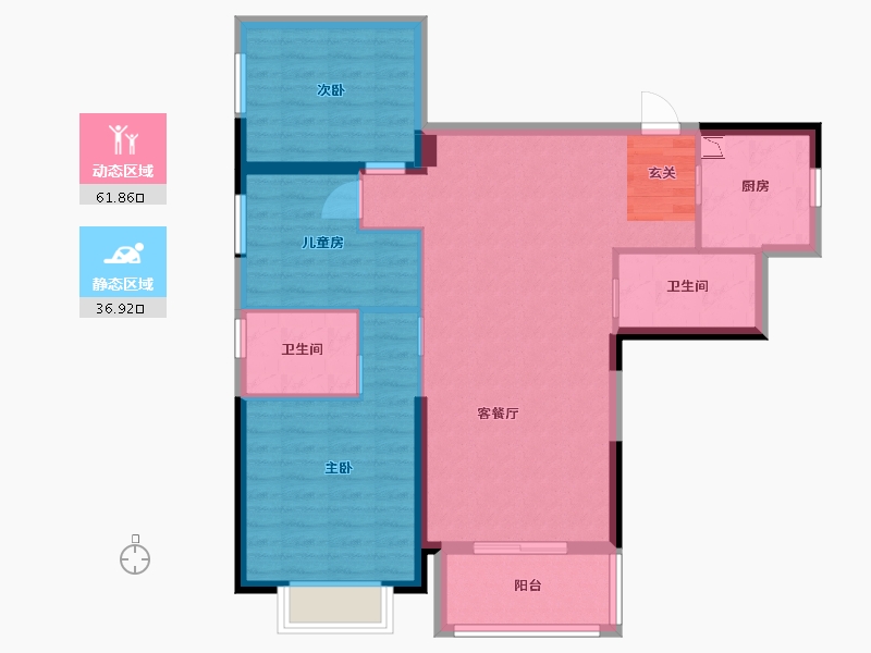 广西壮族自治区-南宁市-宋都江韵朝阳-88.83-户型库-动静分区