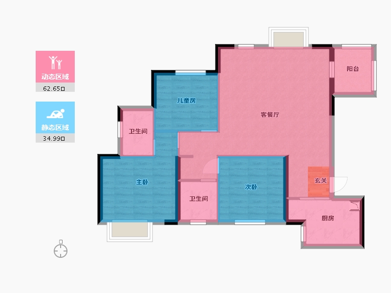 广西壮族自治区-南宁市-宋都江韵朝阳-87.63-户型库-动静分区