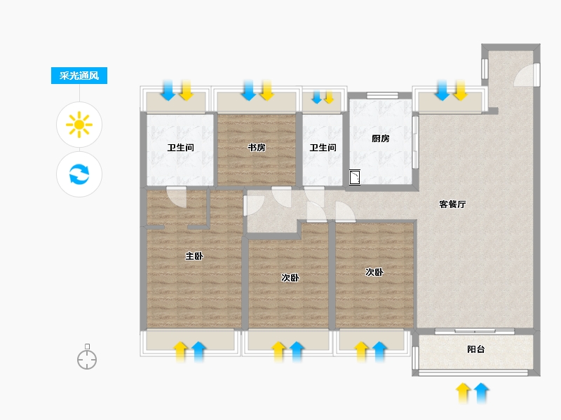 上海-上海市-中海臻如府-124.80-户型库-采光通风