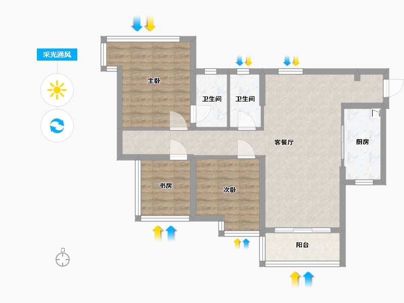 广东省-深圳市-桑泰龙樾-74.51-户型库-采光通风