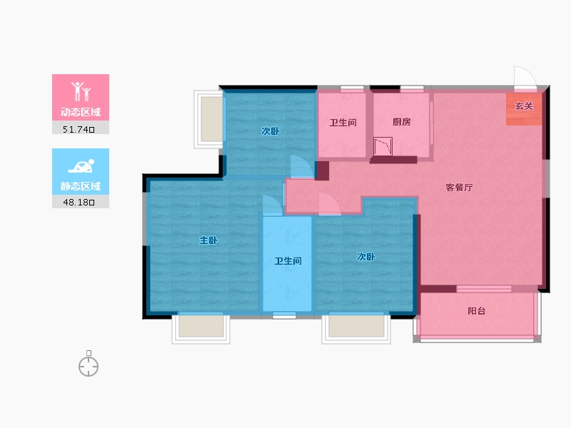 广西壮族自治区-南宁市-宋都江韵朝阳-89.64-户型库-动静分区