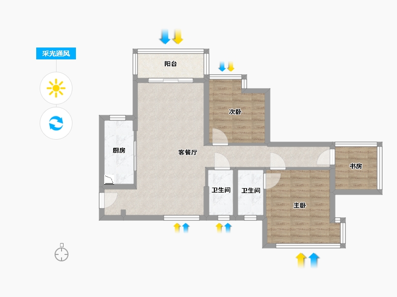 广东省-深圳市-桑泰龙樾-72.90-户型库-采光通风