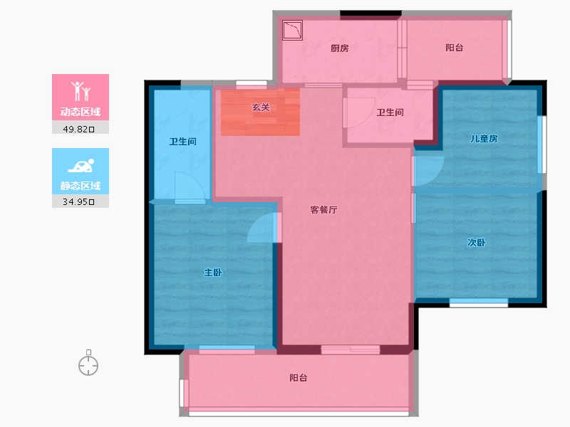 广西壮族自治区-南宁市-宋都江韵朝阳-74.91-户型库-动静分区