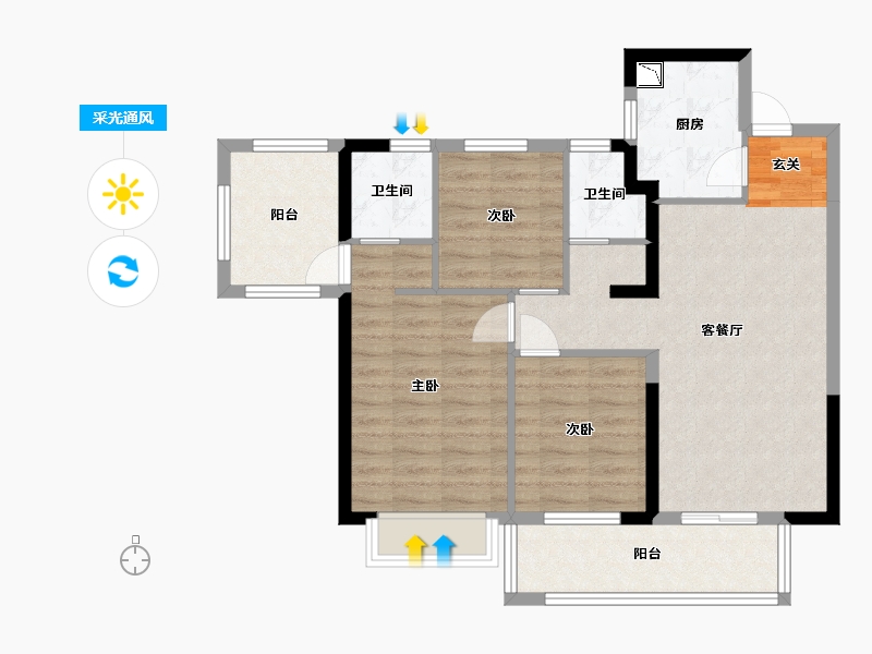 广西壮族自治区-南宁市-中南十洲-81.75-户型库-采光通风