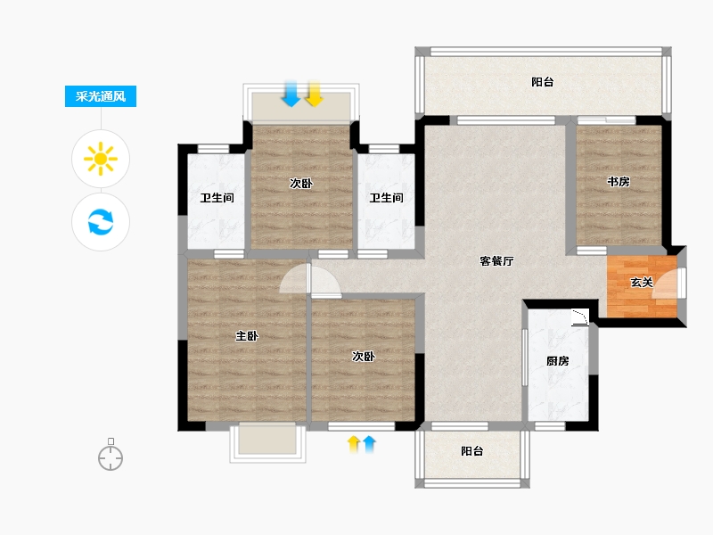 广西壮族自治区-南宁市-悦桂融创云图之城-97.84-户型库-采光通风