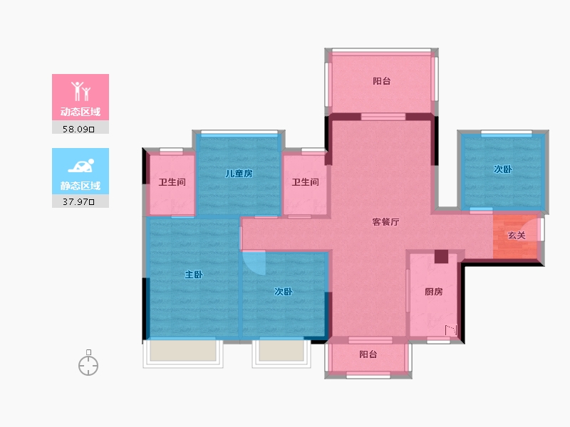 广西壮族自治区-南宁市-荣浩观唐府-85.27-户型库-动静分区