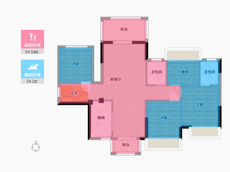 广西壮族自治区-南宁市-荣浩观唐府-74.88-户型库-动静分区