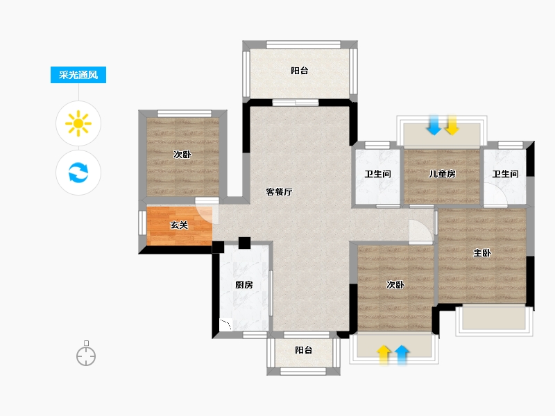 广西壮族自治区-南宁市-荣浩观唐府-74.88-户型库-采光通风