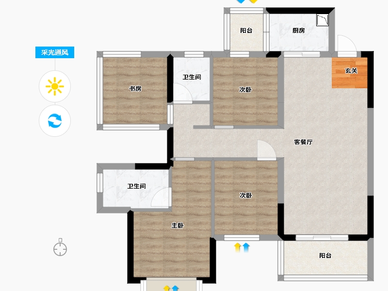 广西壮族自治区-南宁市-振业启航城-86.73-户型库-采光通风