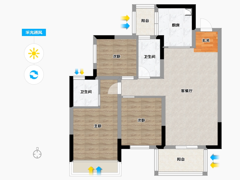 广西壮族自治区-南宁市-悦桂融创云图之城-78.58-户型库-采光通风