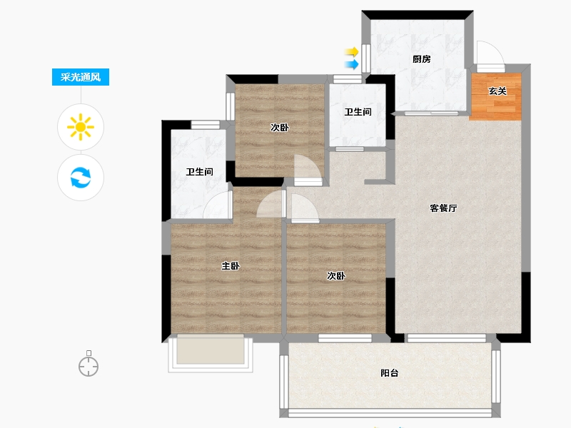 广西壮族自治区-南宁市-世茂金科博翠江山-80.24-户型库-采光通风