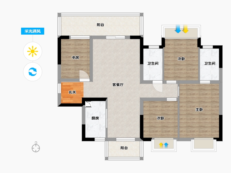 广西壮族自治区-南宁市-悦桂融创云图之城-96.75-户型库-采光通风