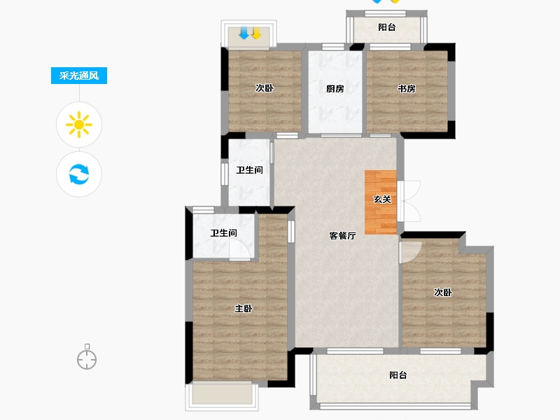 广西壮族自治区-南宁市-世茂金科博翠江山-104.15-户型库-采光通风