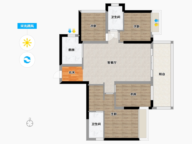 广西壮族自治区-南宁市-世茂金科博翠江山-104.15-户型库-采光通风