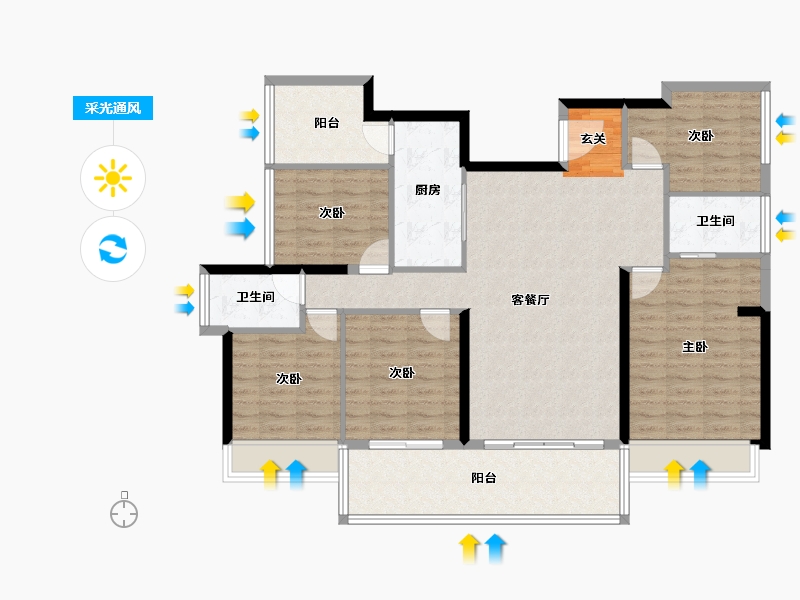 广东省-湛江市-南滨花园-121.70-户型库-采光通风