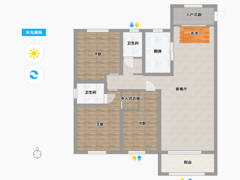 山东省-菏泽市-壹品公馆-110.48-户型库-采光通风