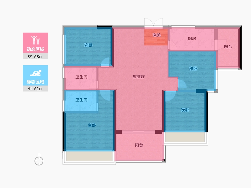 广东省-湛江市-凯旋名居-89.50-户型库-动静分区