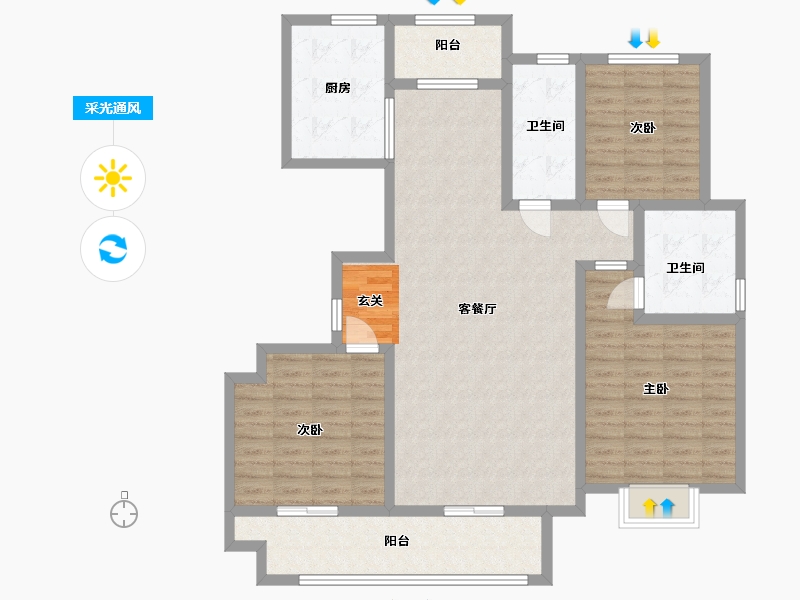 山东省-菏泽市-鲁菏红花园-117.60-户型库-采光通风