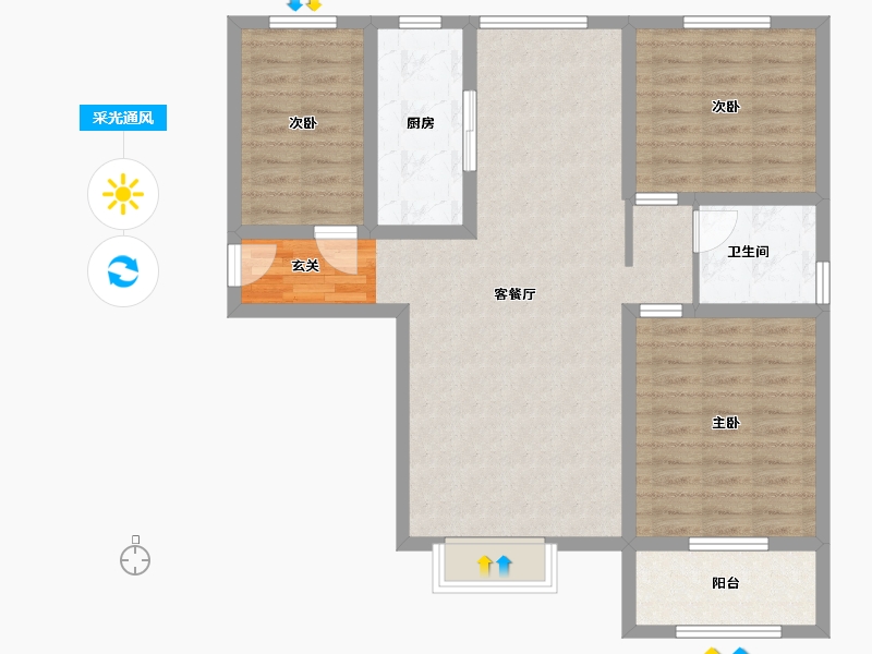 山东省-菏泽市-鲁菏红花园-96.00-户型库-采光通风