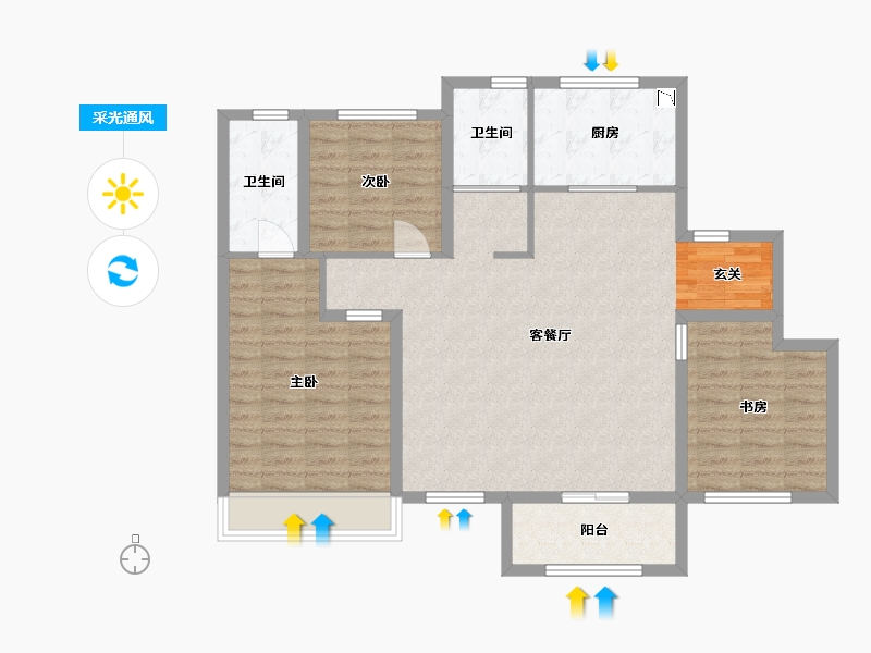 山东省-菏泽市-绿地城-100.79-户型库-采光通风