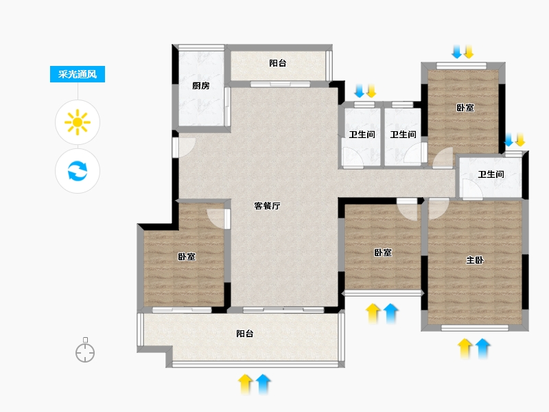 四川省-眉山市-龙光眉山玖龙府-129.05-户型库-采光通风