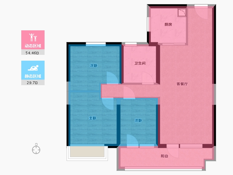 山东省-临沂市-翡丽澜庭-74.31-户型库-动静分区