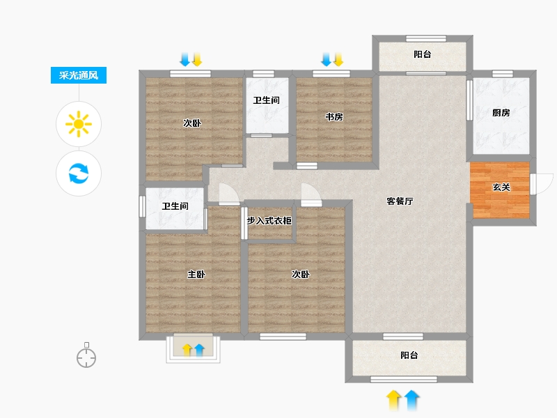 山东省-菏泽市-壹品公馆-123.20-户型库-采光通风