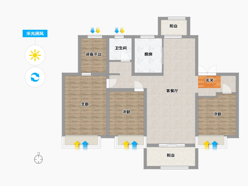 安徽省-滁州市-兴茂金陵北辰-106.40-户型库-采光通风