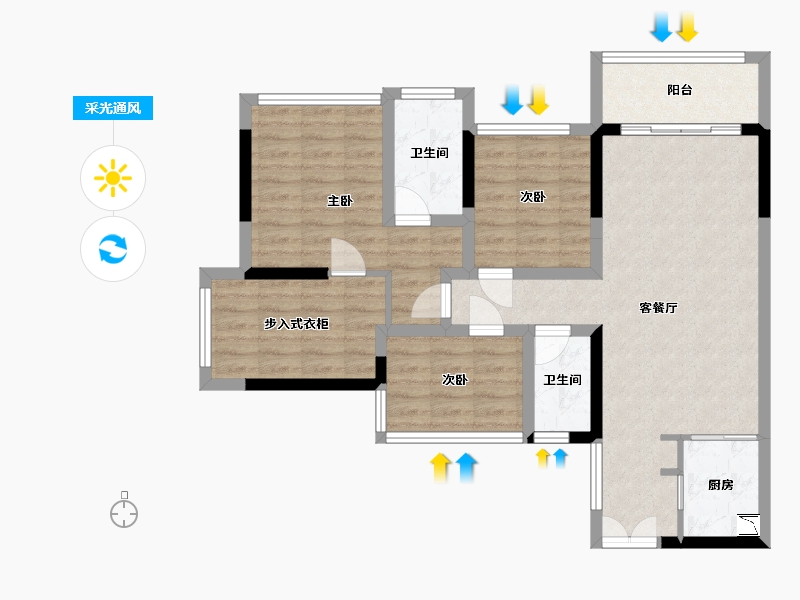 广东省-佛山市-樵悦名居-86.79-户型库-采光通风