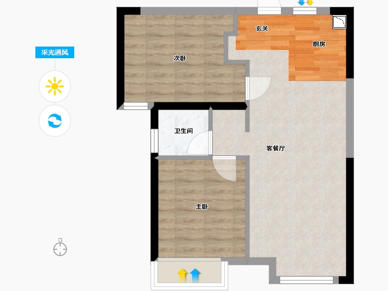 福建省-厦门市-中铁诺德逸都-53.60-户型库-采光通风