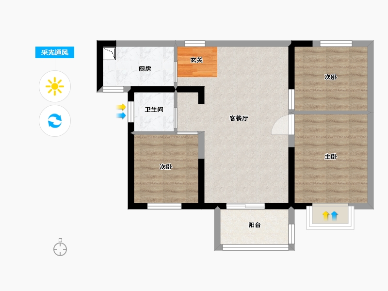 福建省-厦门市-中铁诺德逸都-65.60-户型库-采光通风