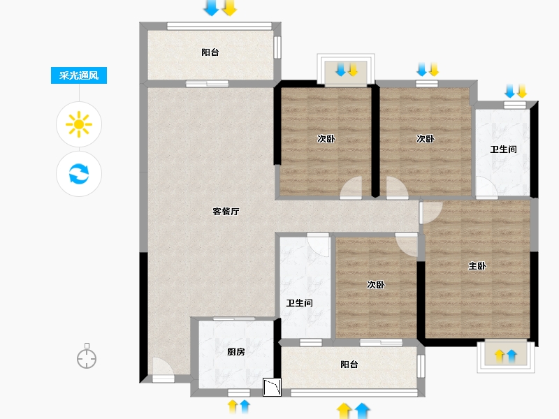 福建省-泉州市-百信御江帝景-109.00-户型库-采光通风