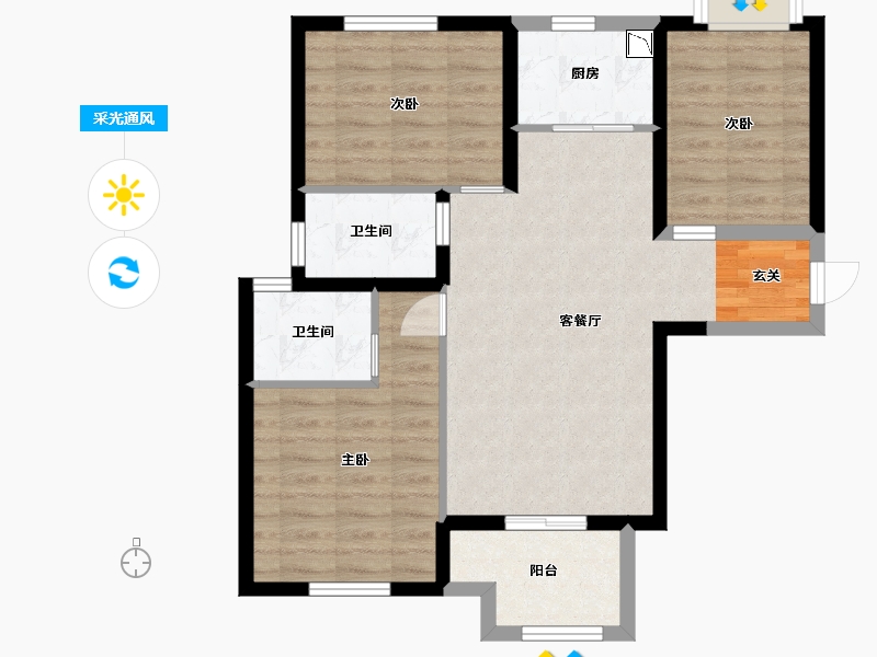 福建省-厦门市-中铁诺德逸都-72.80-户型库-采光通风