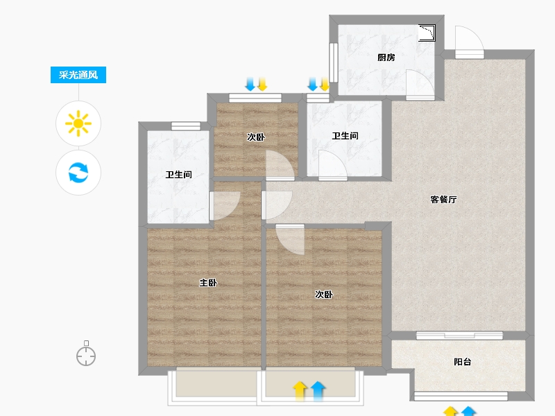 浙江省-嘉兴市-鹃东沁园-82.00-户型库-采光通风