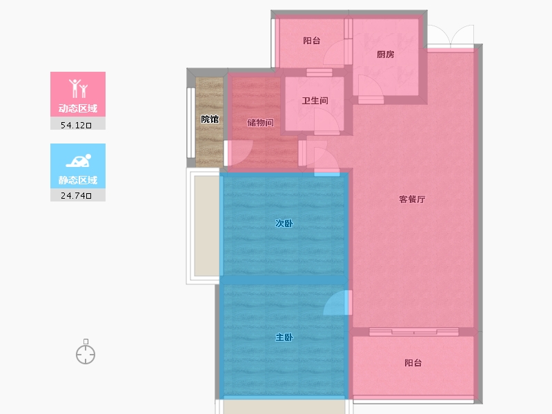 重庆-重庆市-天佑山水国际-72.00-户型库-动静分区