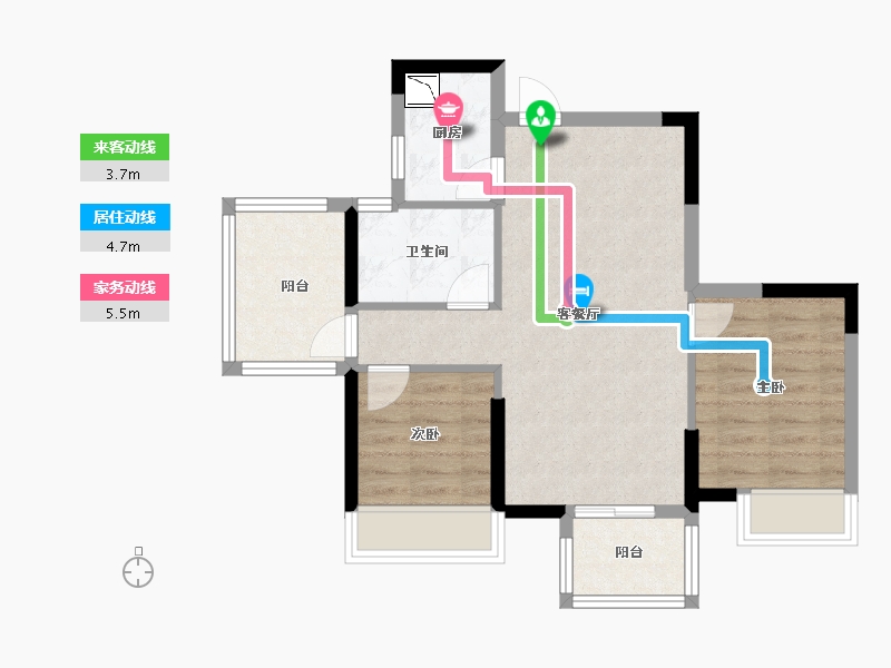 广西壮族自治区-南宁市-荣和五象学府-61.83-户型库-动静线