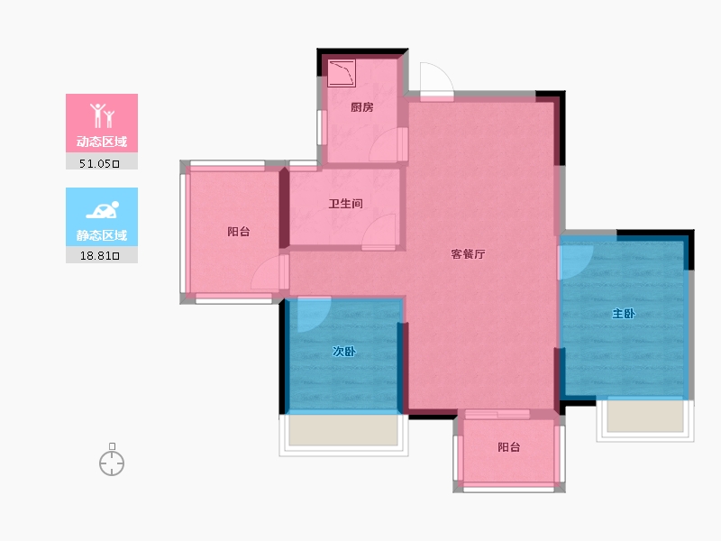 广西壮族自治区-南宁市-荣和五象学府-61.83-户型库-动静分区