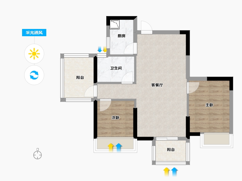 广西壮族自治区-南宁市-荣和五象学府-61.83-户型库-采光通风