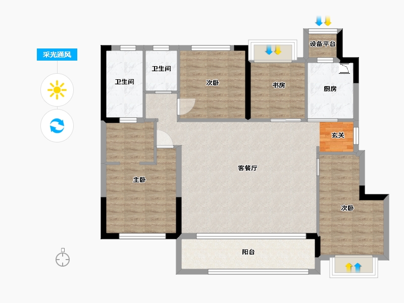 江苏省-苏州市-建发悦江南-110.51-户型库-采光通风