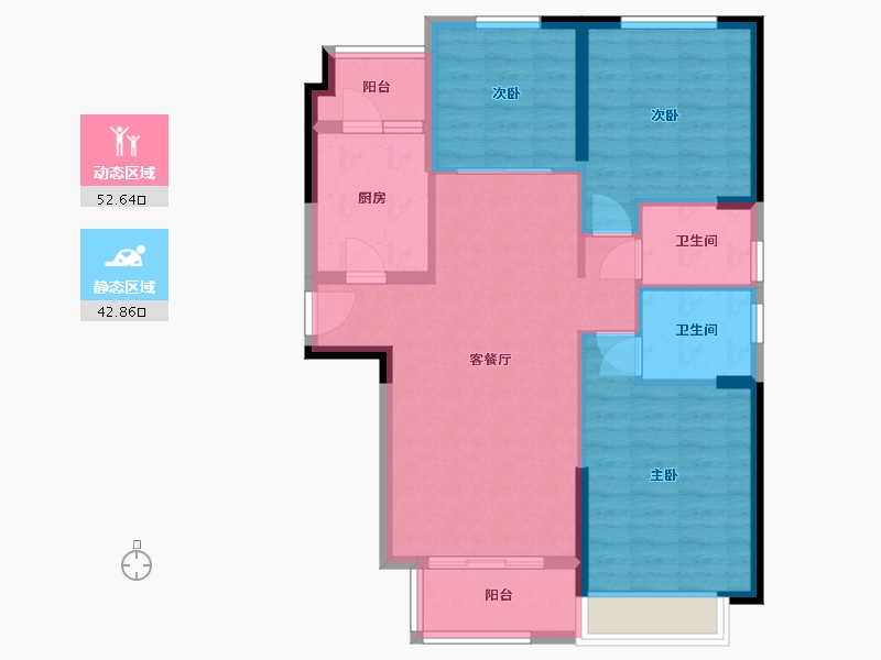 河南省-信阳市-日出东方卓悦-85.83-户型库-动静分区