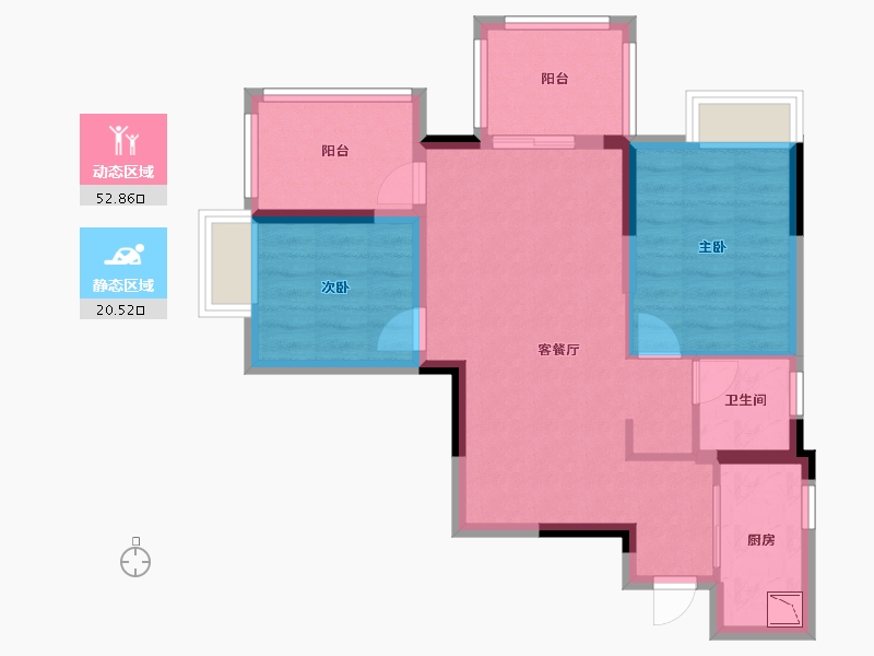 广西壮族自治区-南宁市-荣和五象学府-64.57-户型库-动静分区