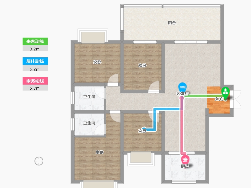 湖南省-邵阳市-乾道桃源府-107.14-户型库-动静线