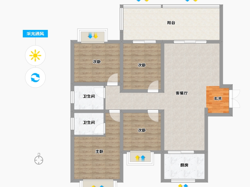 湖南省-邵阳市-乾道桃源府-107.14-户型库-采光通风