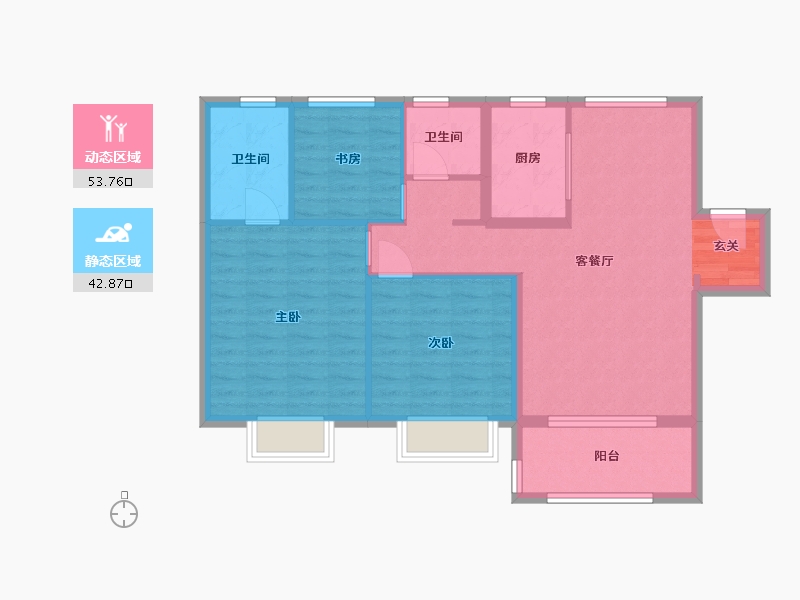 安徽省-阜阳市-孔雀城时代北宸-87.20-户型库-动静分区